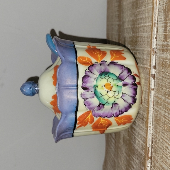 Vintage | Hand Painted Trico Nagoya Japan Lidded Sugar Dish With Spoon - Picture 1 of 15